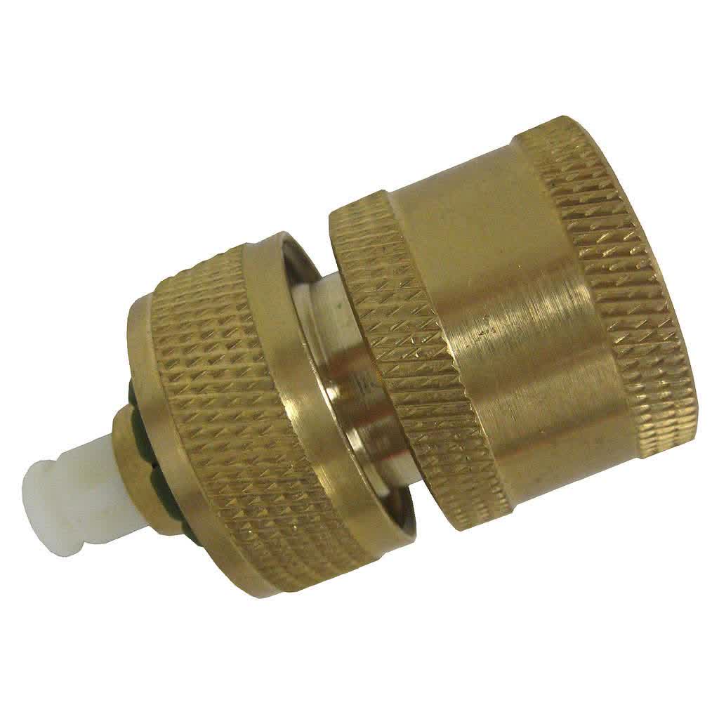 Brass 13mm Hose Connector with Flow Stop, Carded
