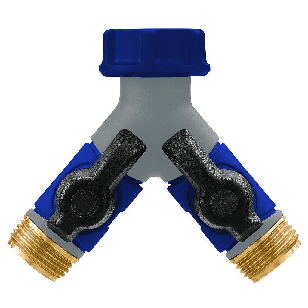 MAX Brass/Plastic 2 Outlet Tap Adaptor c/w Valves