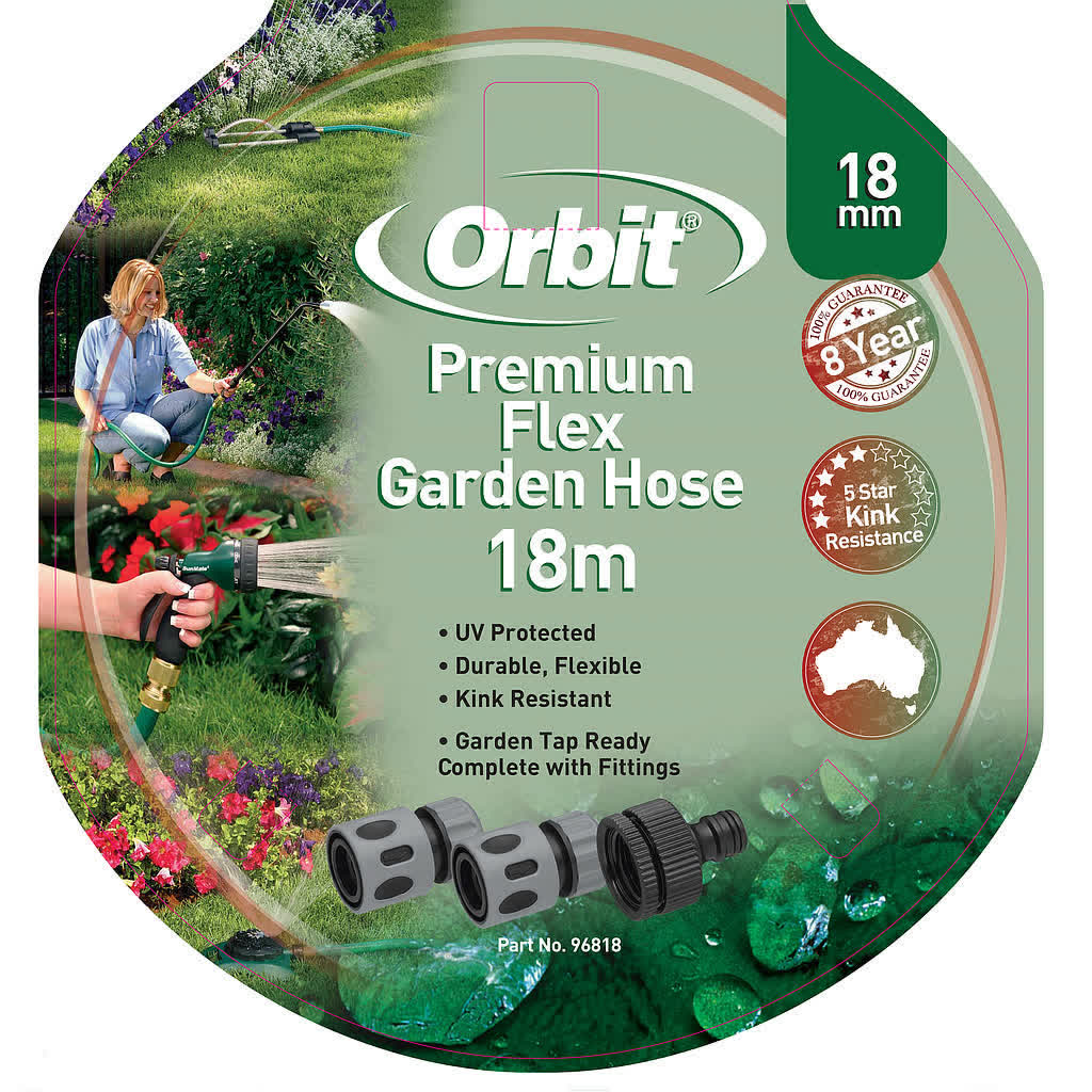 Orbit Premium Garden Hose 18mm x 18m Fitted